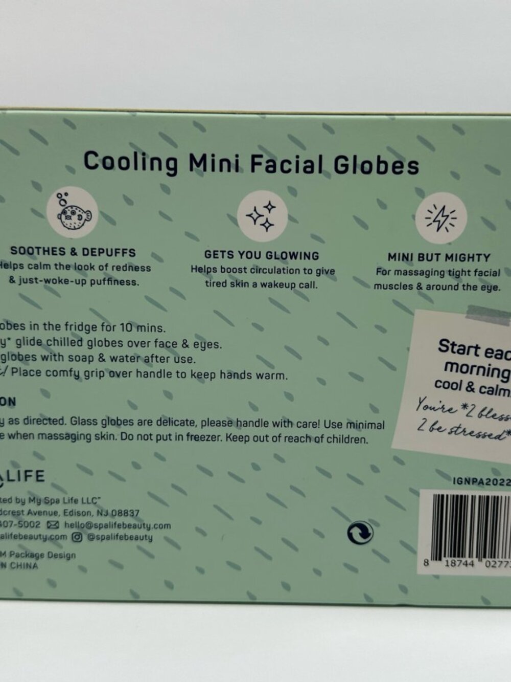 Spalife 2 Pcs Facial Ice Globes Daily Beauty Routines Mint Green ASMR Brand New - Picture 3 of 9